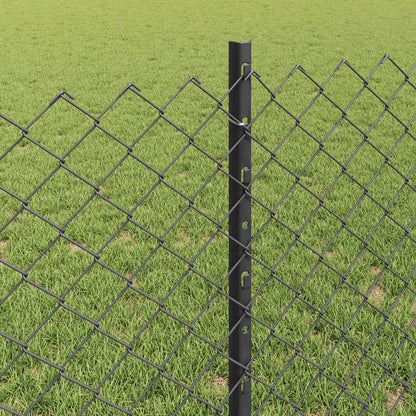 vidaXL Zaun mit Pfosten Grau 0,8 x 25 m Stahl und PVC