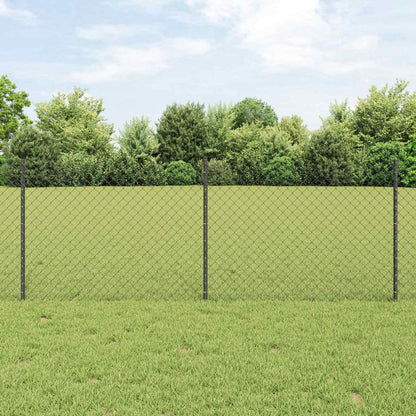 vidaXL Zaun mit Pfosten Grau 0,8 x 25 m Stahl und PVC