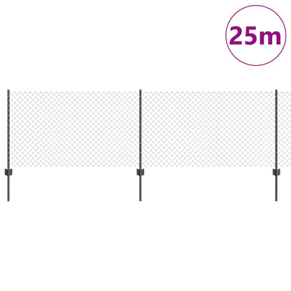 vidaXL Zaun mit Pfosten Grau 0,8 x 25 m Stahl und PVC