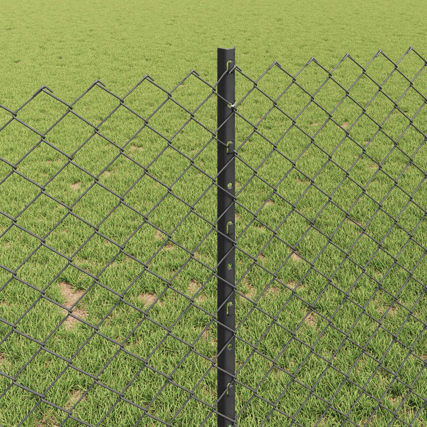 Zaun mit Pfosten Grau 1 x 25 m Stahl und PVC