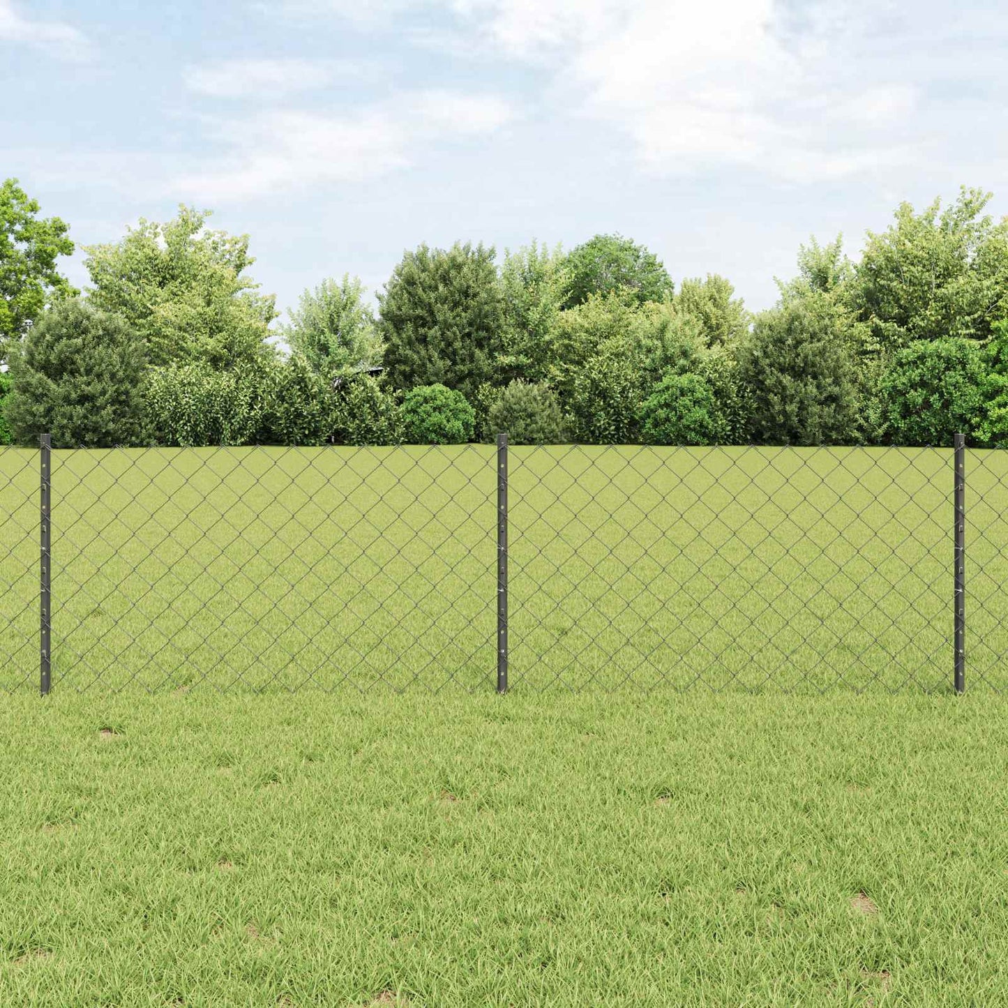 vidaXL Zaun mit Pfosten Grau 0,6 x 25 m Stahl und PVC