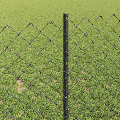 Zaun mit Pfosten Grau 1 x 25 m Stahl