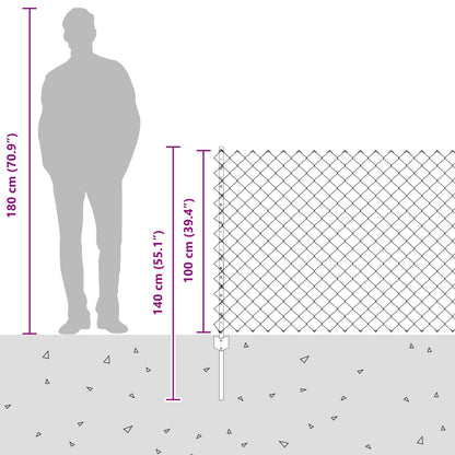 Zaun mit Pfosten Grau 1 x 25 m Stahl