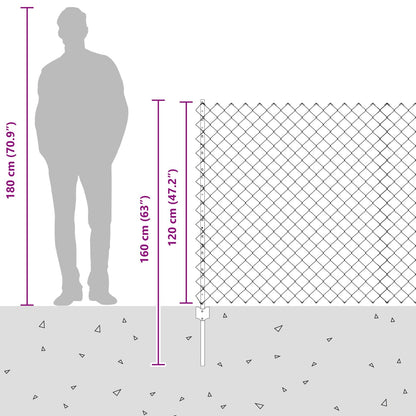 Zaun mit Pfosten Grau 1,2 x 25 m Stahl und PVC