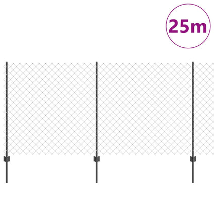 Zaun mit Pfosten Grau 1,2 x 25 m Stahl und PVC