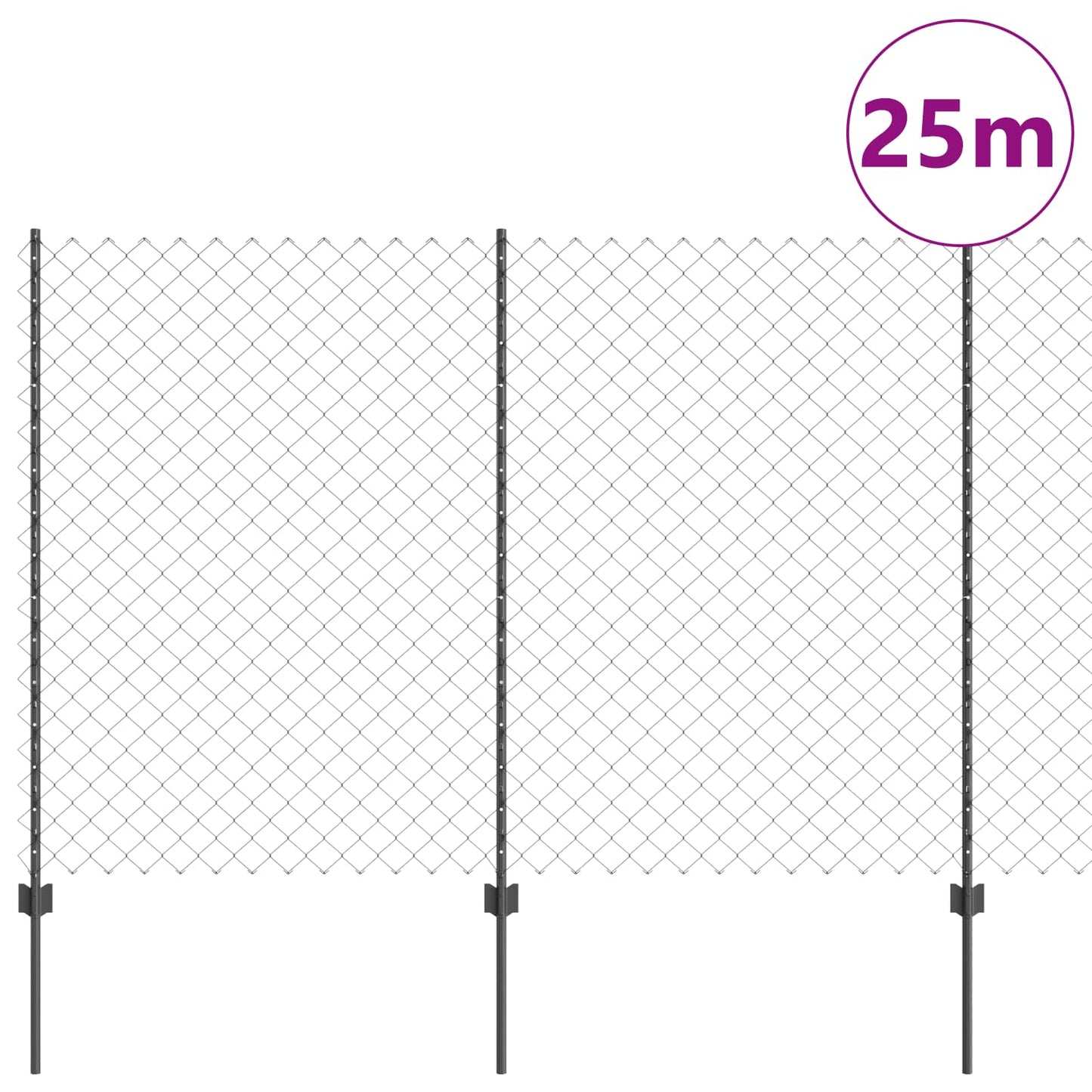 vidaXL Clôture avec poteaux Gris 1,5 x 25 m Acier