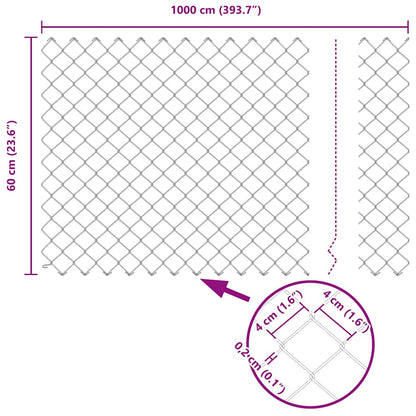vidaXL Zaun mit Pfosten Silber 0,6 x 10 m Stahl