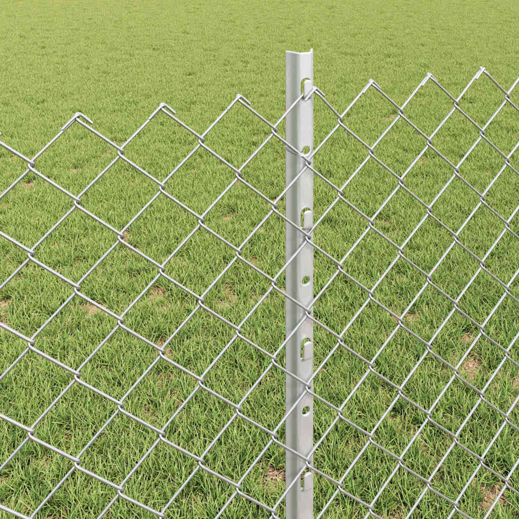 vidaXL Zaun mit Pfosten Silber 0,8 x 10 m Stahl