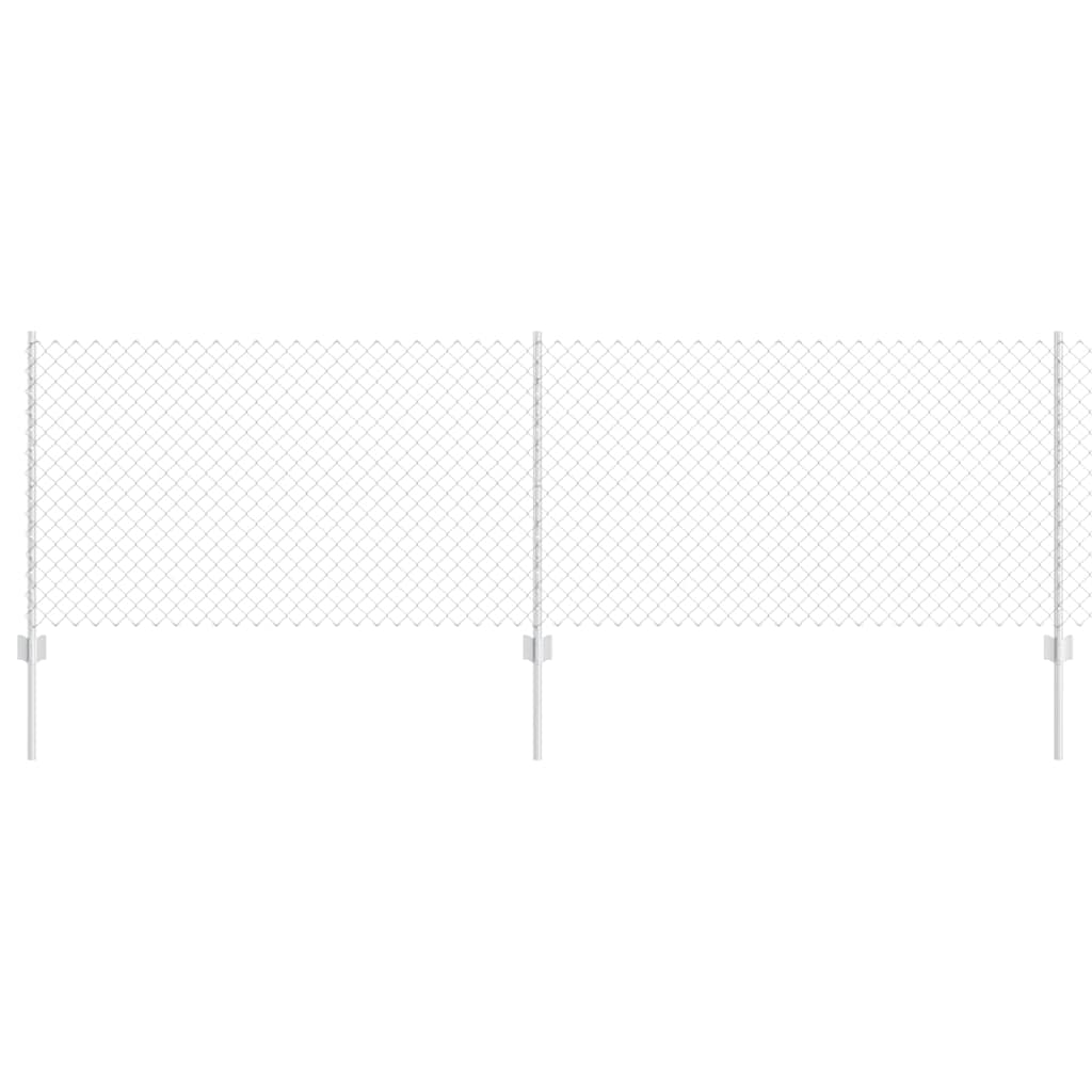 vidaXL Zaun mit Pfosten Silber 0,8 x 10 m Stahl