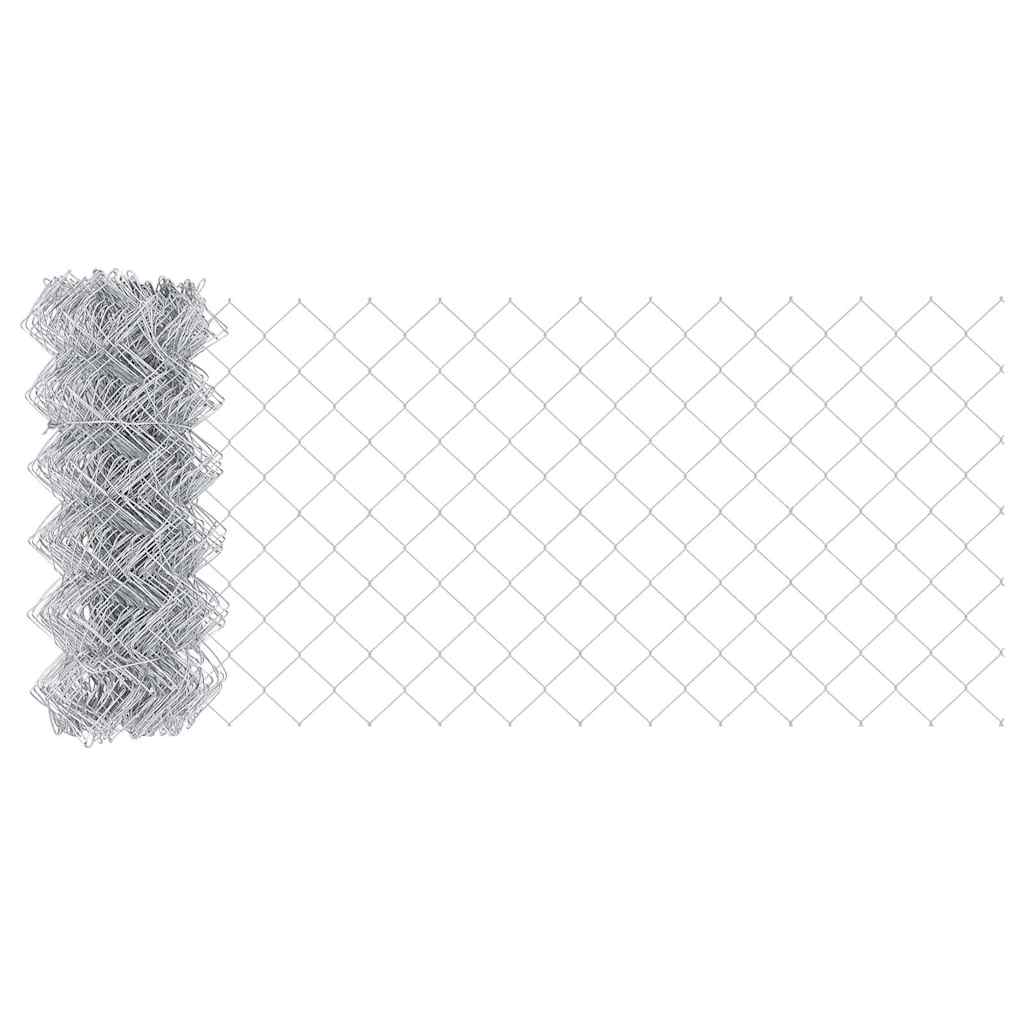 vidaXL Zaun mit Pfosten Silber 0,8 x 10 m Stahl