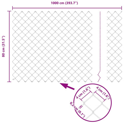 vidaXL Zaun mit Pfosten Silber 0,8 x 10 m Stahl