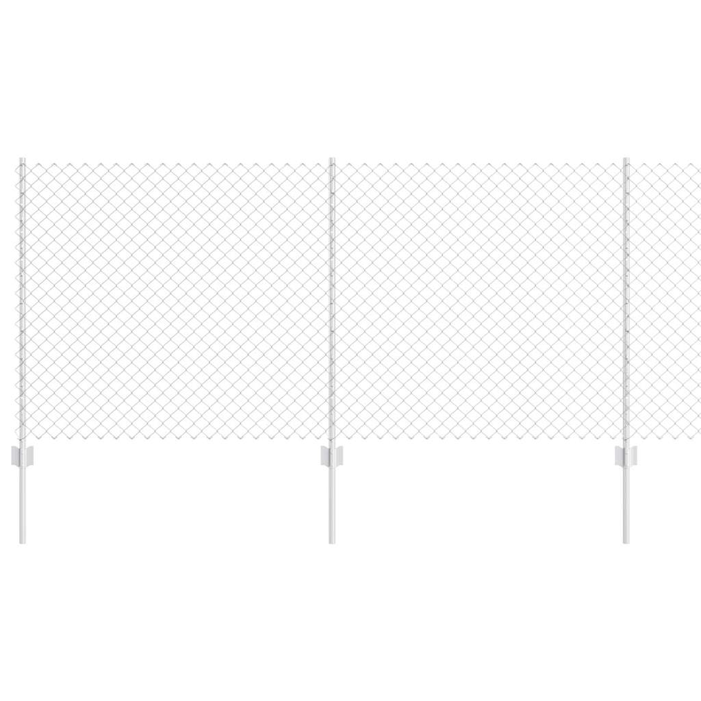 Zaun mit Pfosten Silber 1 x 10 m Stahl