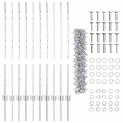 Zaun mit Pfosten Silber 1 x 10 m Stahl