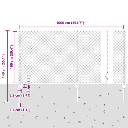 vidaXL Zaun mit Pfosten Silber 1 x 10 m Stahl