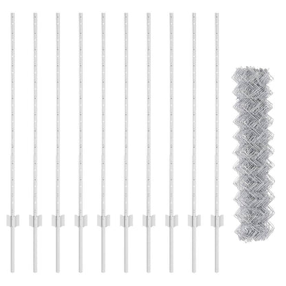 Zaun mit Pfosten Silber 1,2 x 10 m Stahl