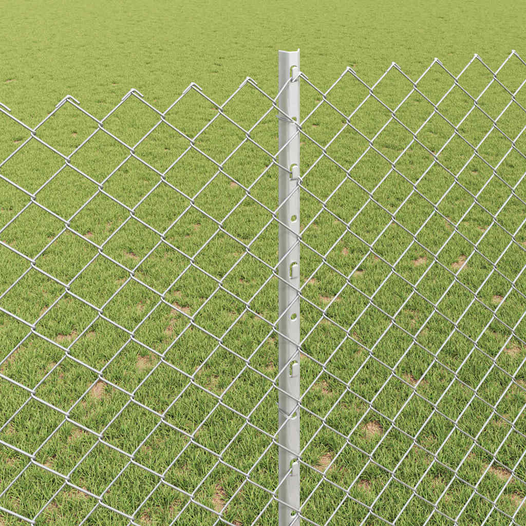 vidaXL Zaun mit Pfosten Silber 1,4 x 10 m Stahl