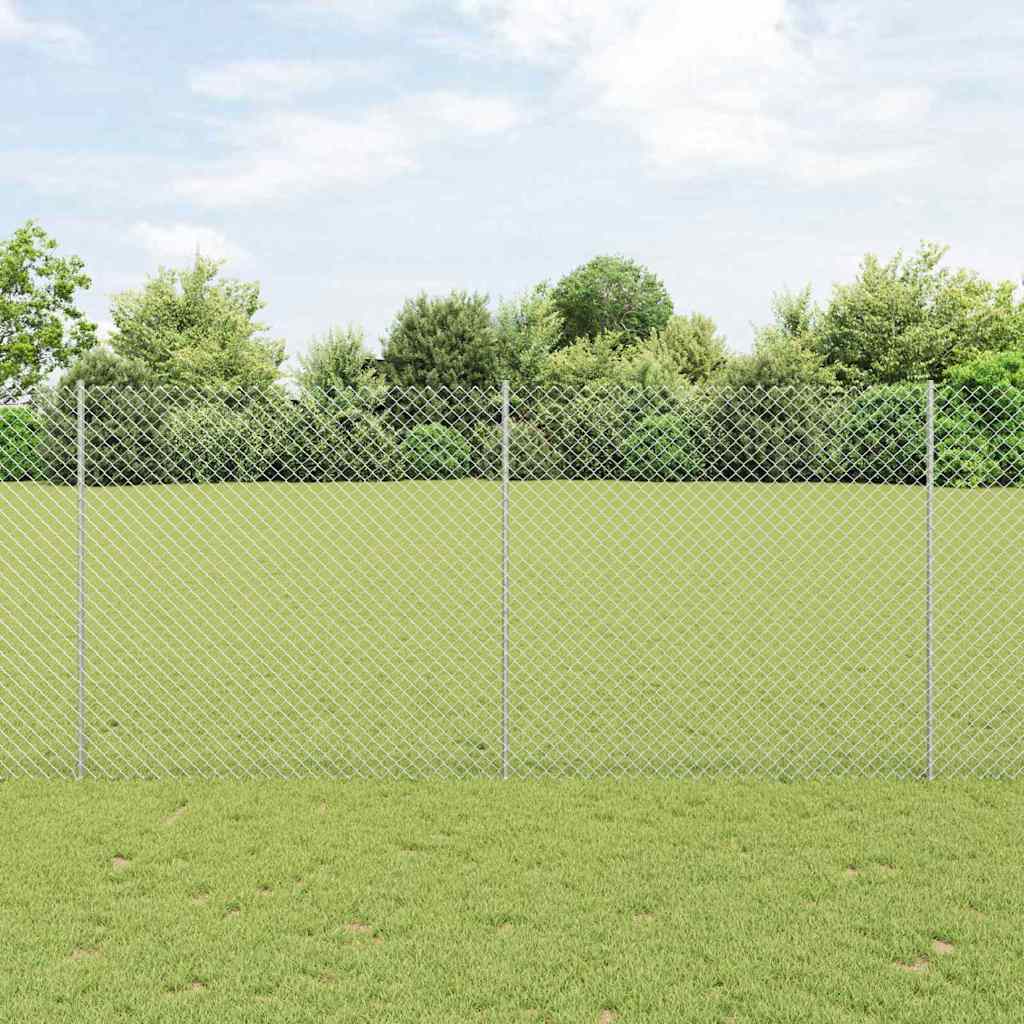 vidaXL Zaun mit Pfosten Silber 1,4 x 10 m Stahl