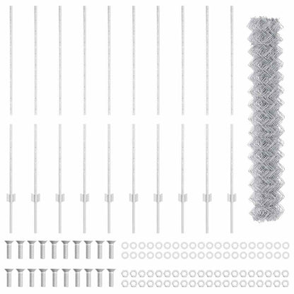 vidaXL Zaun mit Pfosten Silber 1,4 x 10 m Stahl