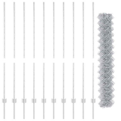 vidaXL Zaun mit Pfosten Silber 1,4 x 10 m Stahl