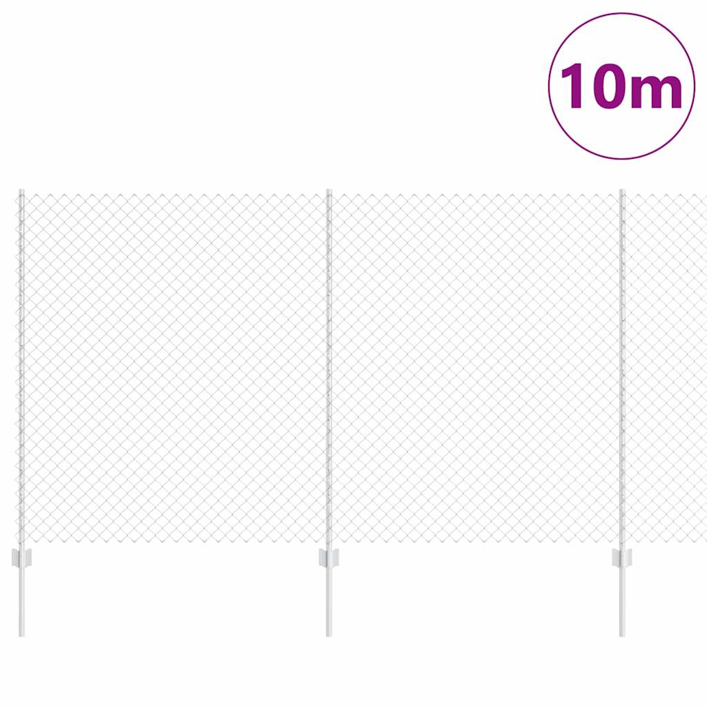 vidaXL Zaun mit Pfosten Silber 1,4 x 10 m Stahl