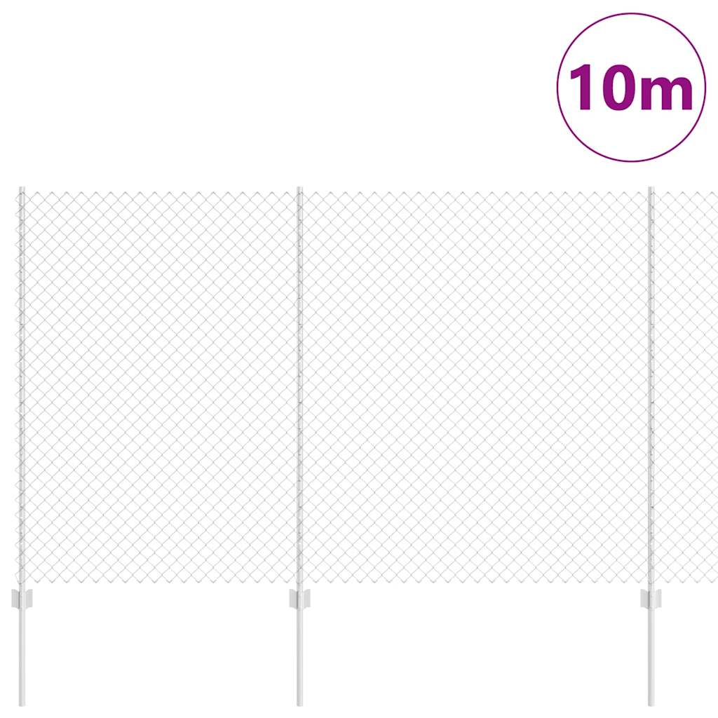 vidaXL Zaun mit Pfosten Silber 1,5 x 10 m Stahl