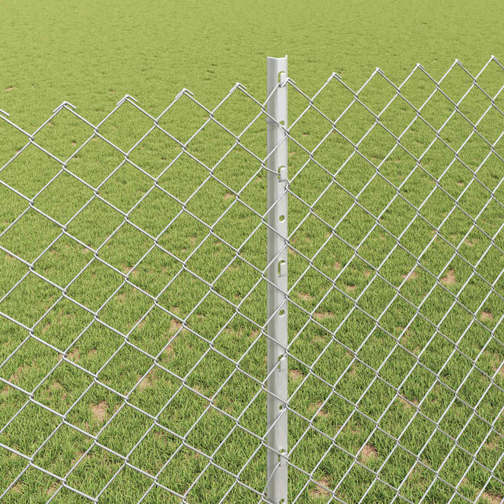 vidaXL Zaun mit Pfosten Silber 1,6 x 10 m Stahl