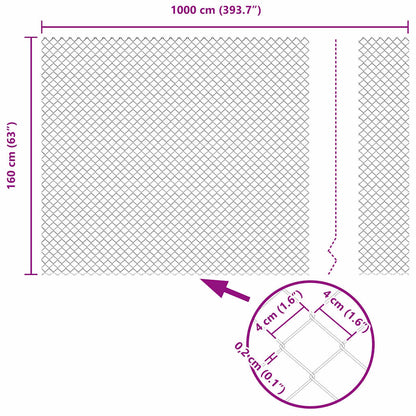 vidaXL Zaun mit Pfosten Silber 1,6 x 10 m Stahl
