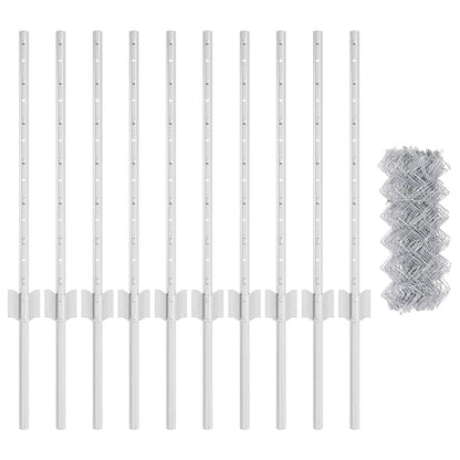 Zaun mit Pfosten Silber 0,6 x 10 m Stahl