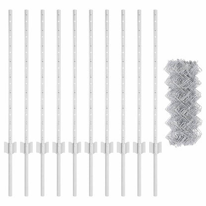 Zaun mit Pfosten Silber 0,8 x 10 m Stahl