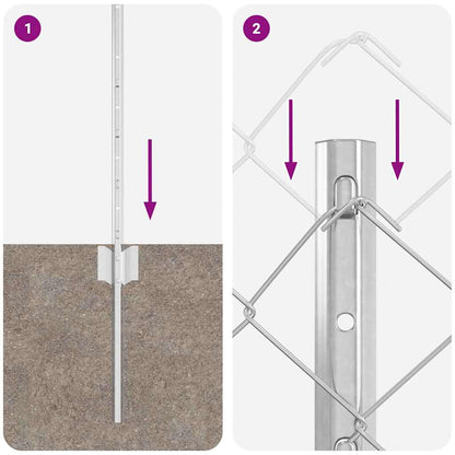 Zaun mit Pfosten Silber 0,8 x 10 m Stahl