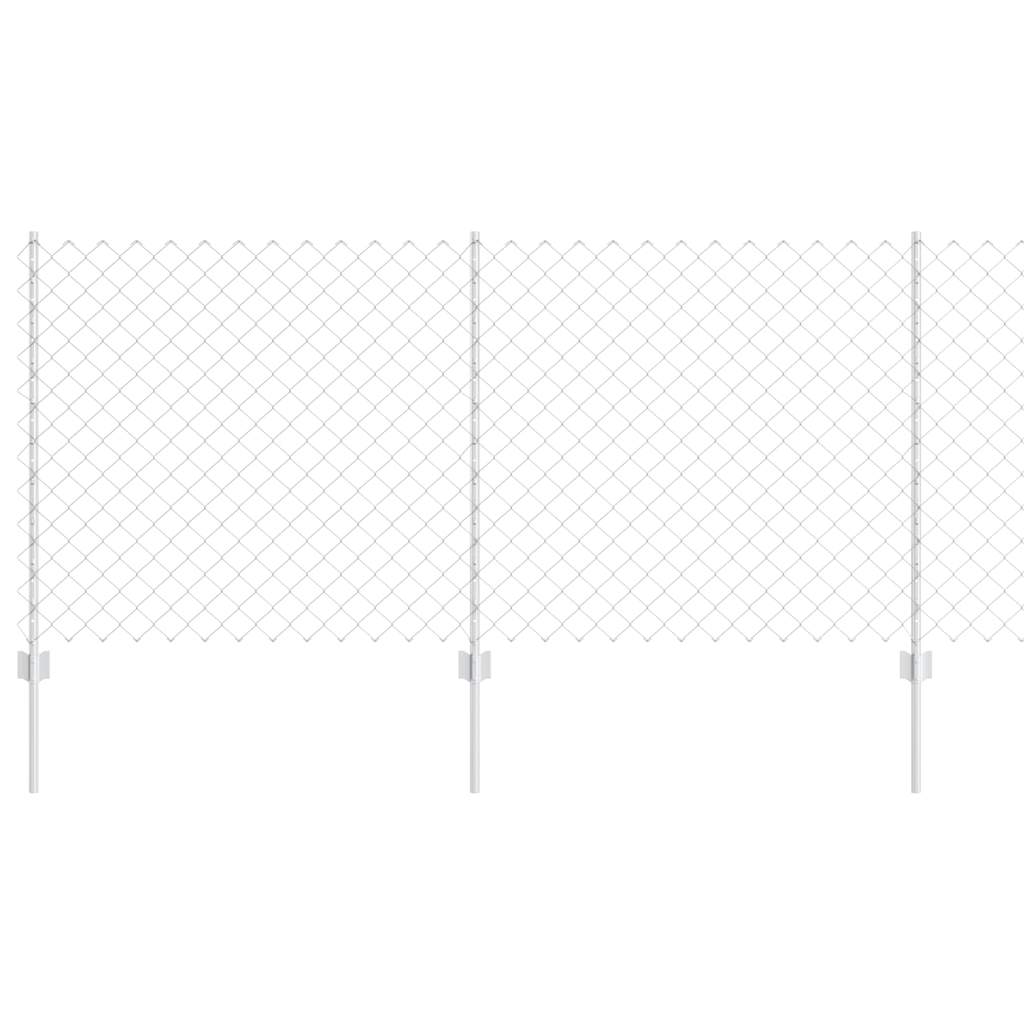 Zaun mit Pfosten Silber 1 x 10 m Stahl