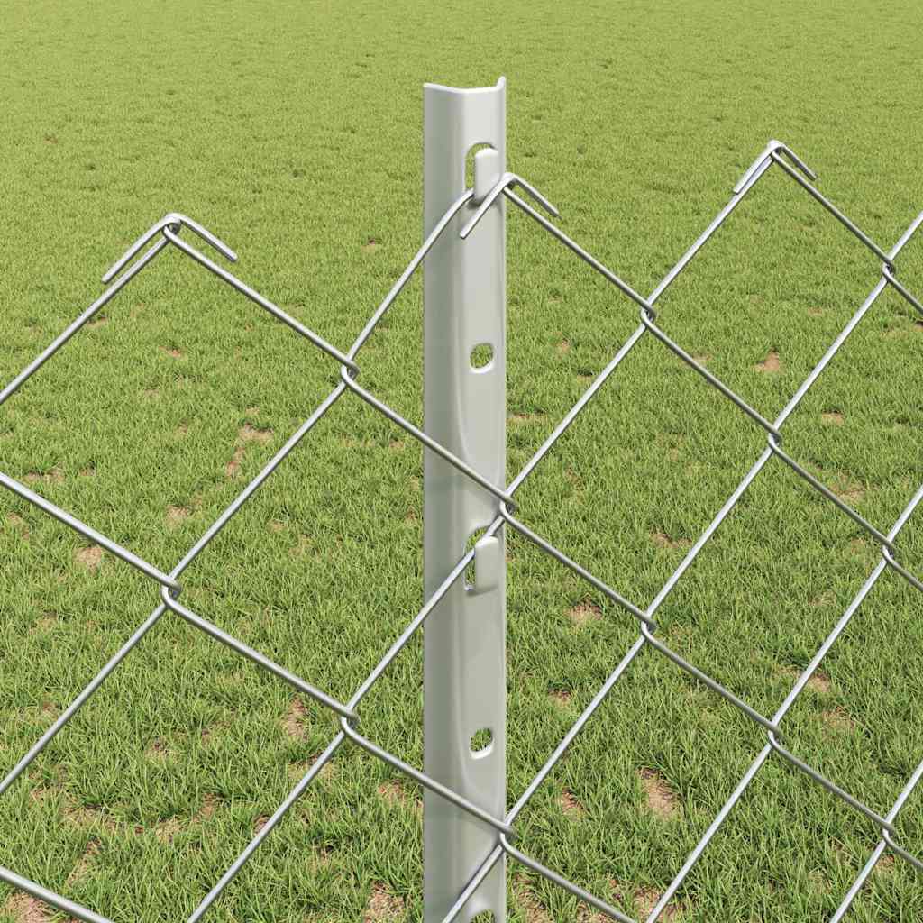 vidaXL Zaun mit Pfosten Silber 1,2 x 10 m Stahl