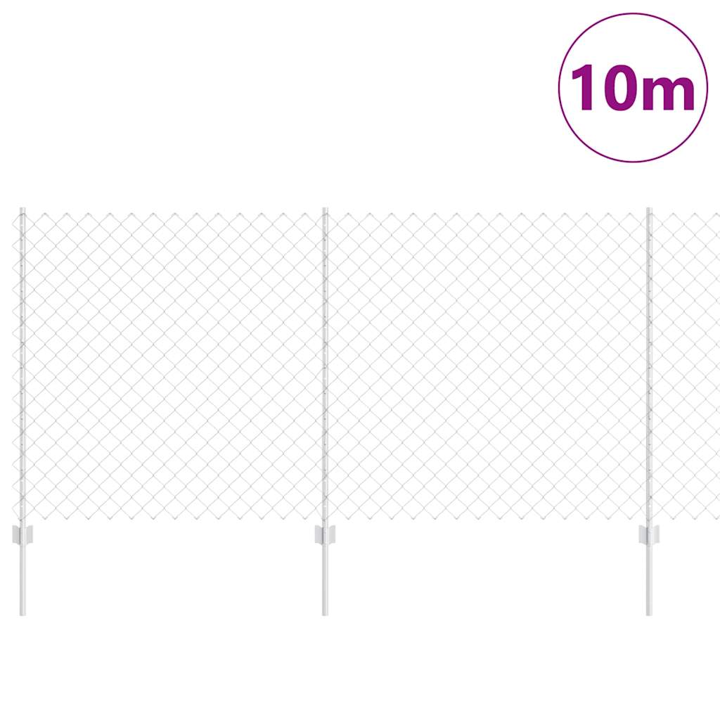 vidaXL Zaun mit Pfosten Silber 1,2 x 10 m Stahl