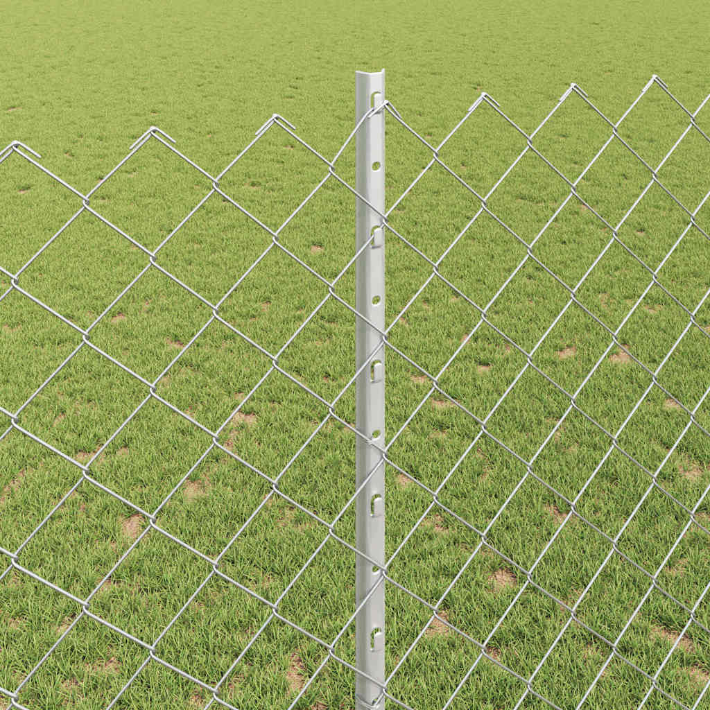 vidaXL Zaun mit Pfosten Silber 1,4 x 10 m Stahl