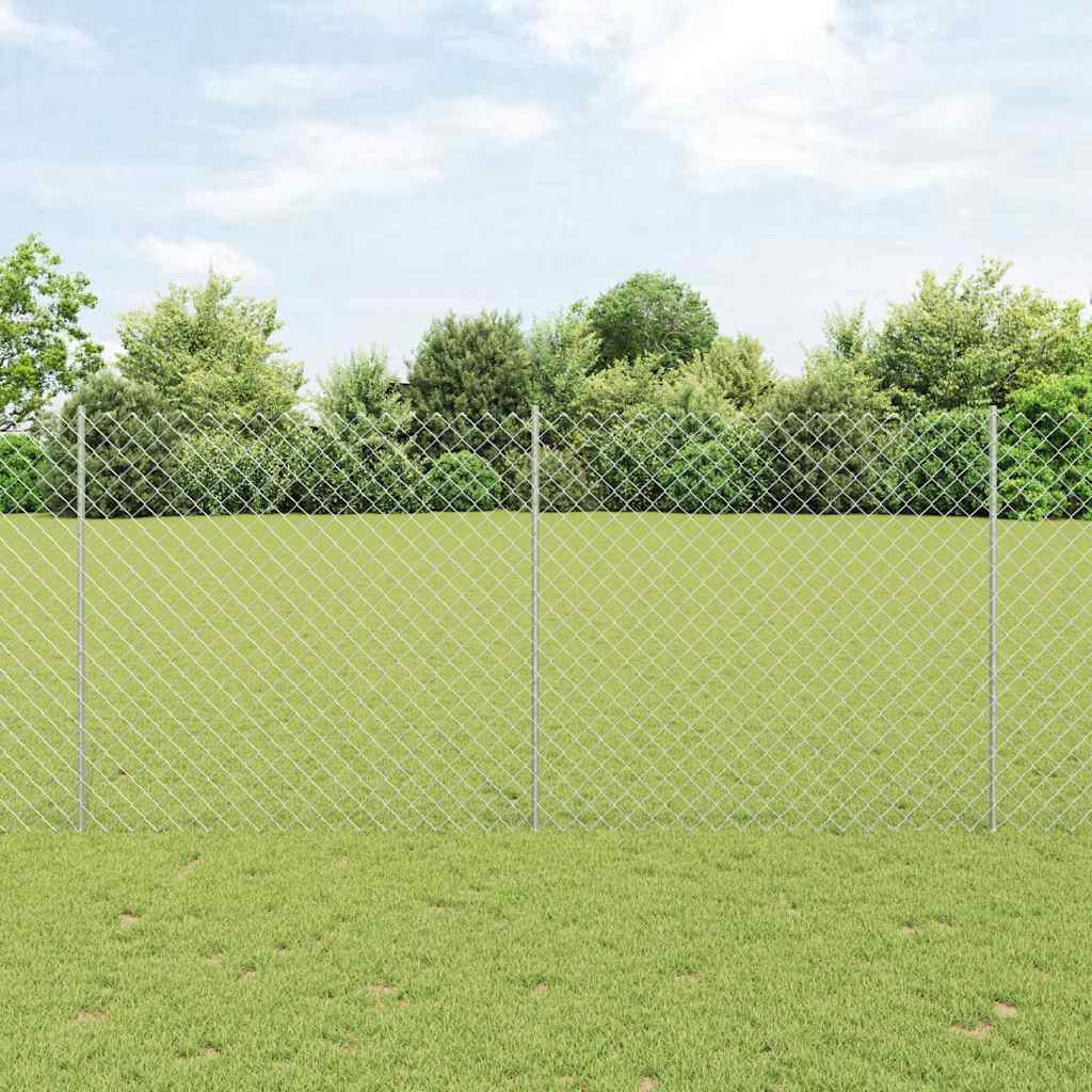 vidaXL Zaun mit Pfosten Silber 1,4 x 10 m Stahl
