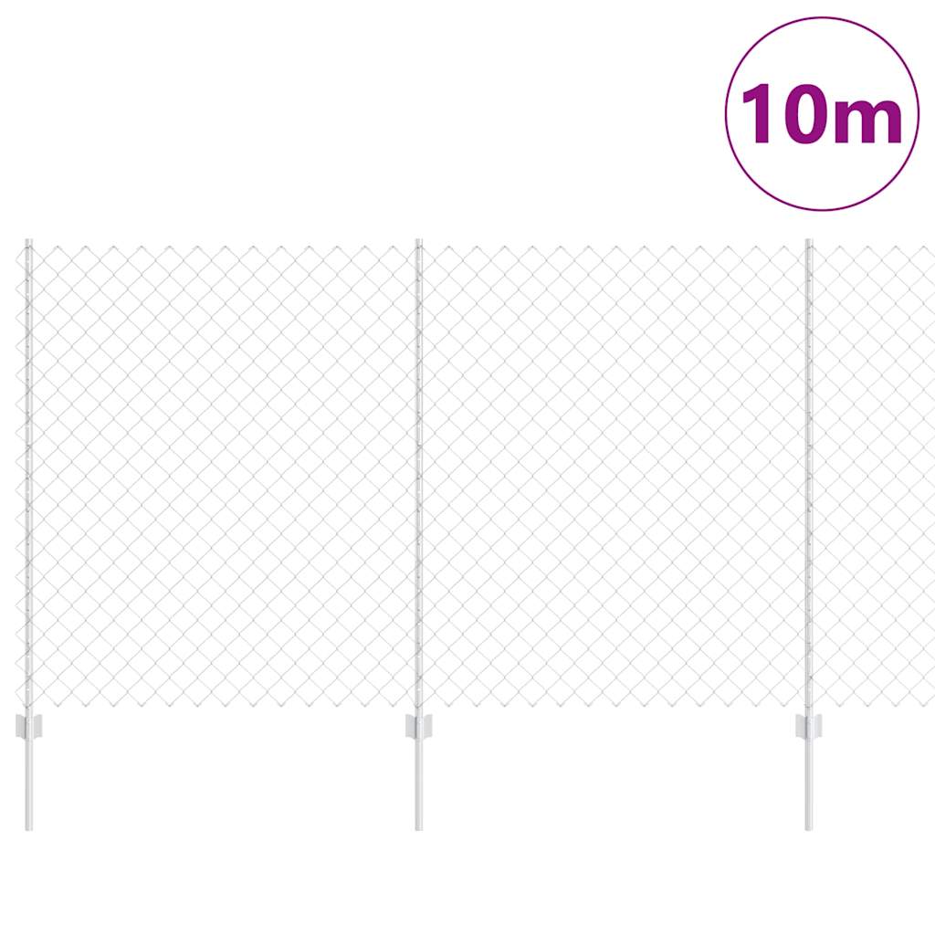 vidaXL Zaun mit Pfosten Silber 1,4 x 10 m Stahl