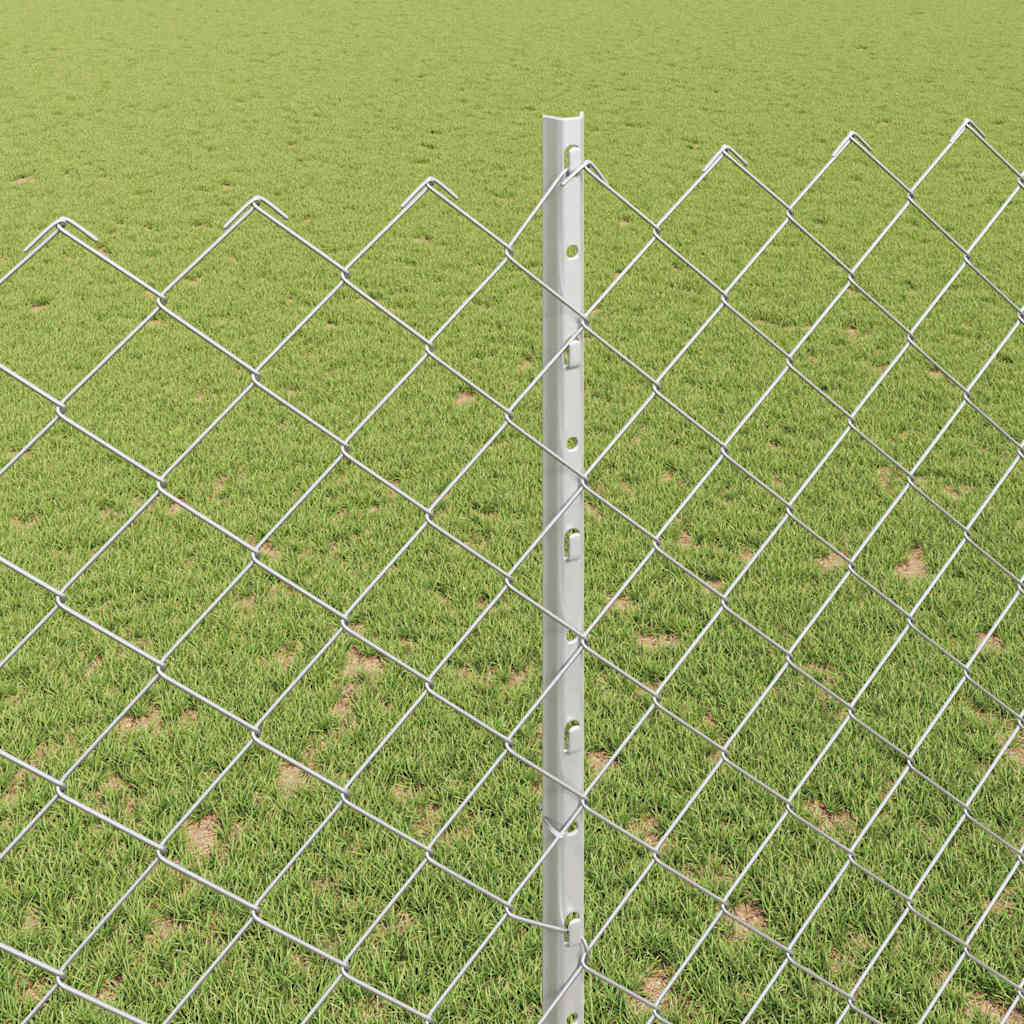 Zaun mit Pfosten Silber 1,6 x 10 m Stahl