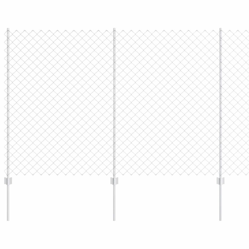 Zaun mit Pfosten Silber 1,6 x 10 m Stahl