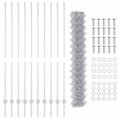 Zaun mit Pfosten Silber 1,6 x 10 m Stahl