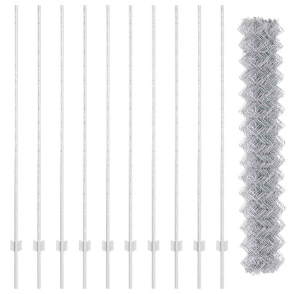 Zaun mit Pfosten Silber 1,6 x 10 m Stahl