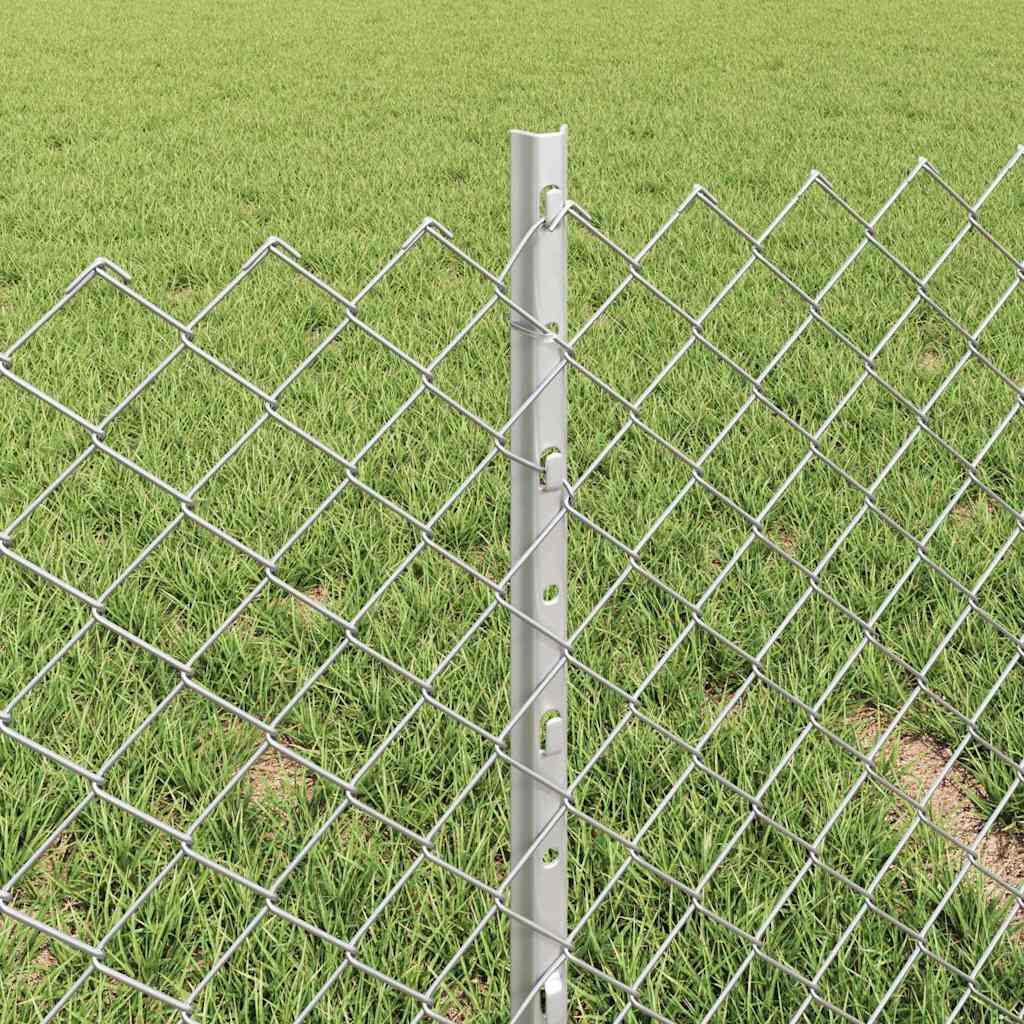 vidaXL Clôture avec poteaux argentée 0,4 x 25 m acier