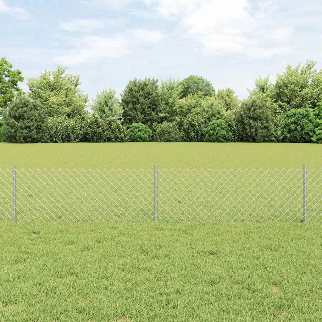 vidaXL Clôture avec poteaux argentée 0,4 x 25 m acier