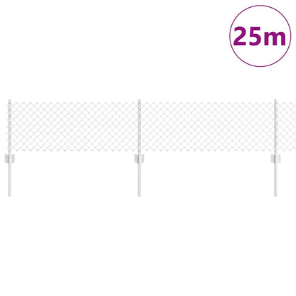 vidaXL Clôture avec poteaux argentée 0,4 x 25 m acier