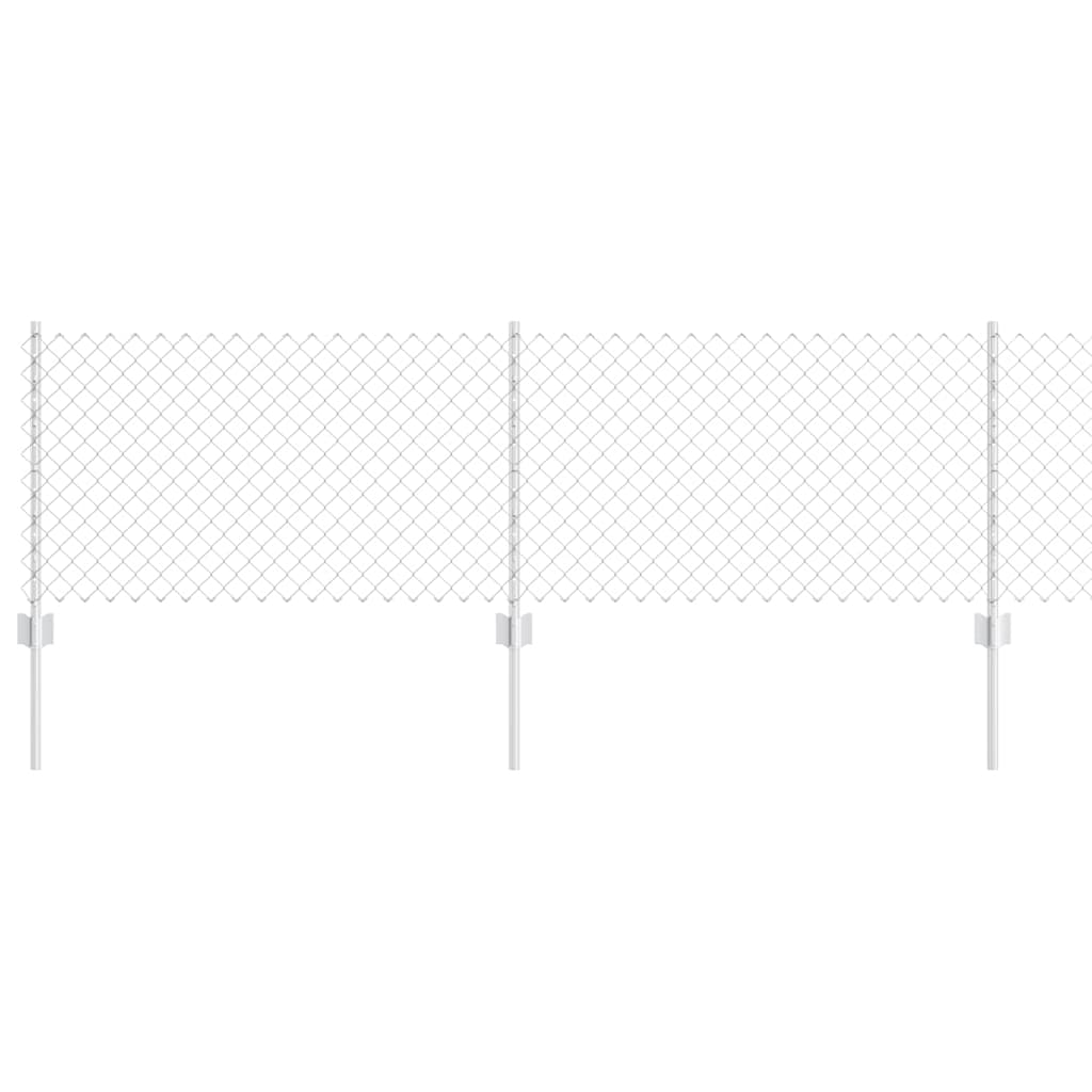 Zaun mit Pfosten Silber 0,6 x 25 m Stahl