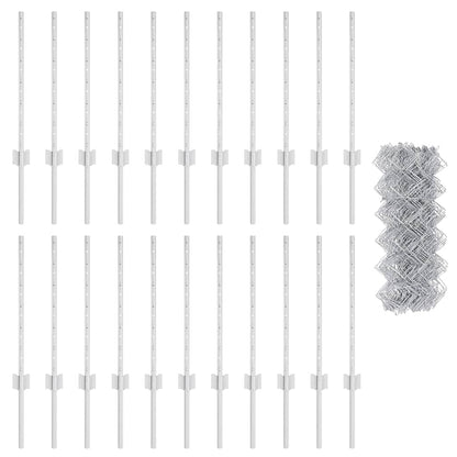 Zaun mit Pfosten Silber 0,6 x 25 m Stahl