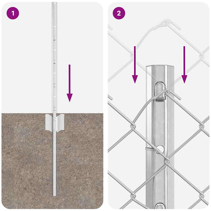 Zaun mit Pfosten Silber 0,6 x 25 m Stahl
