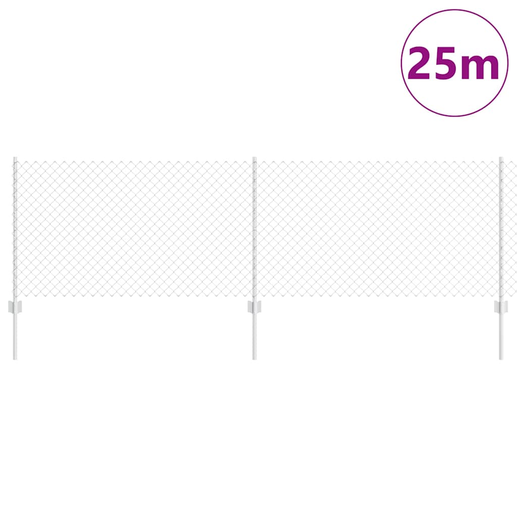 vidaXL Clôture avec poteaux argentée 0,8 x 25 m acier