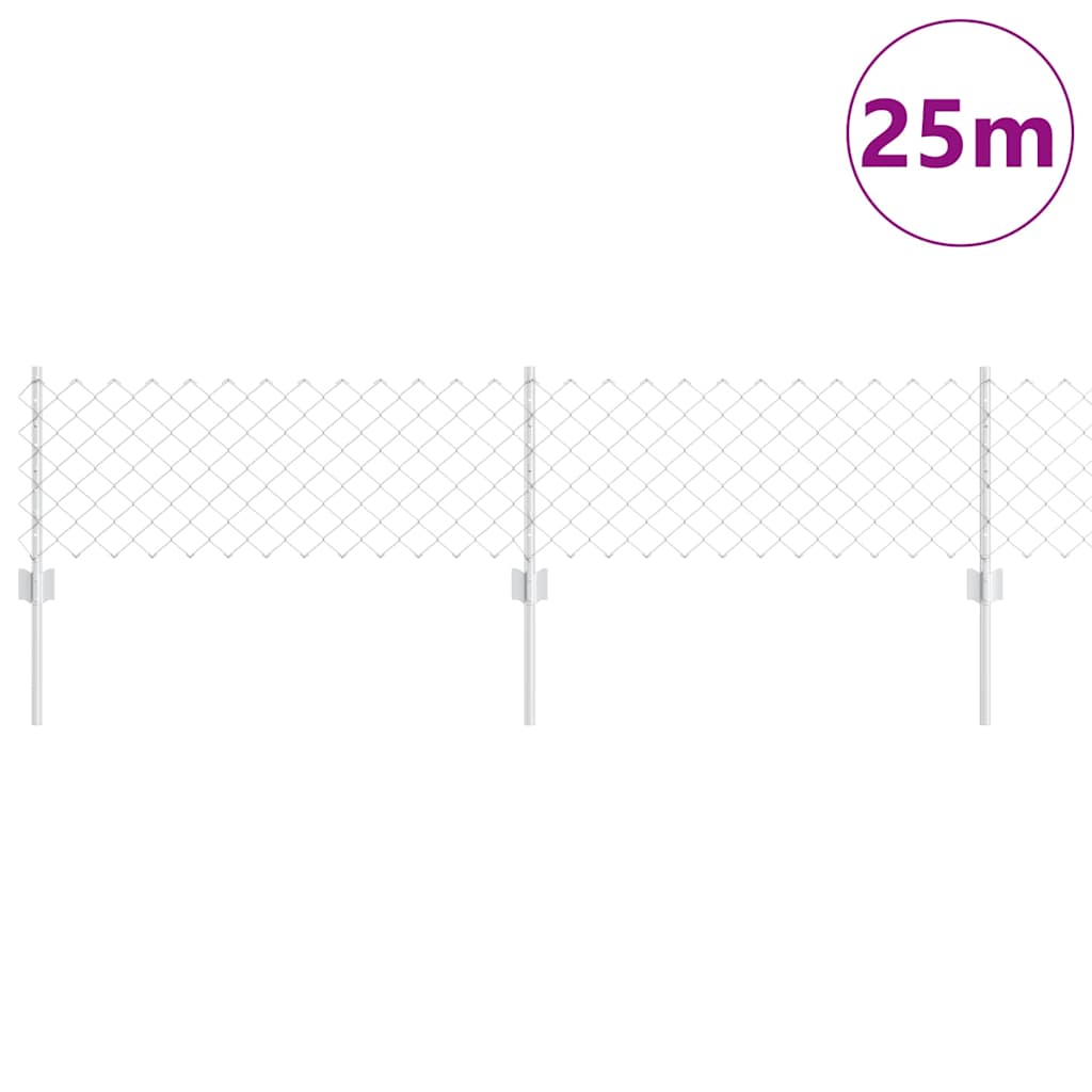 vidaXL Clôture avec poteaux argentée 0,4 x 25 m acier