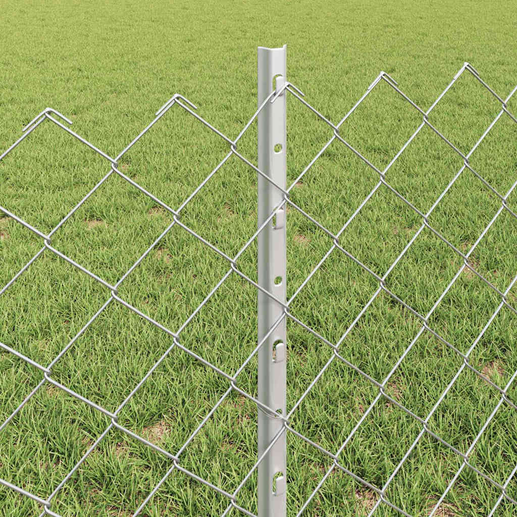 vidaXL Zaun mit Pfosten Silber 0,6 x 25 m Stahl