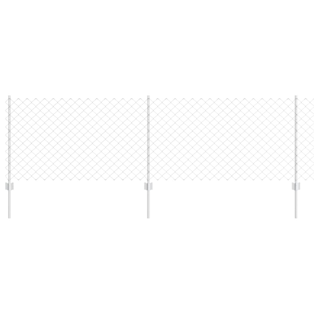Zaun mit Pfosten Silber 0,8 x 25 m Stahl
